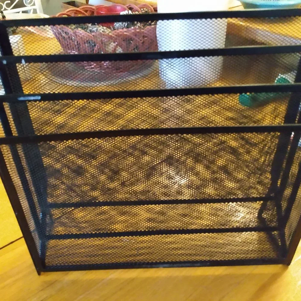 3 Compartment Black Wire Mesh File Folder Holder Desk Storage Organizer